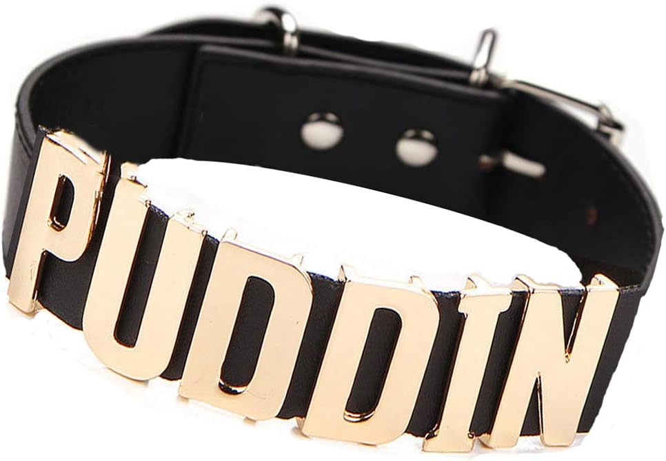 Black Pu Leather Choker Necklace for Cosplay Custume Accessiores Puddin Choker Necklace Collar