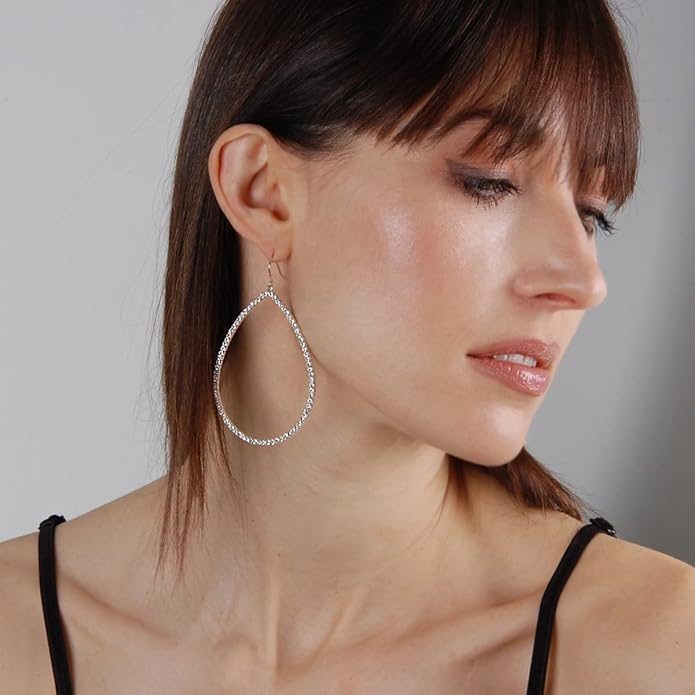 Simulated Diamond Teardrop Dangle Earrings For Women - Gold or Silver Tone with Cubic Zirconia - Hypoallergenic and Safe for Sensitive Ears