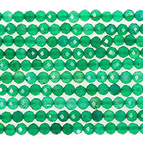 MJDCB 3mm Faceted Natural Green Agate Round Loose Beads for Jewelry Making DIY Bracelet Necklace - color: Green Agate