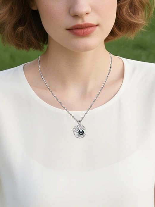 Tahitian Black Pearl 18K White Gold Plated Sterling Silver Heart/Infinity/Four Leaf Clover Pendant Necklace Jewelry Gifts for Women Wife Mom Girlfriend Wedding Birthday Anniversary Christmas