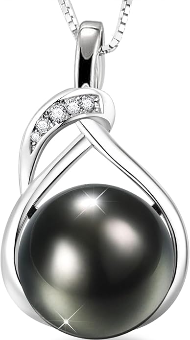 Genuine Tahitian Black Pearl Necklace - GIA Certified 9-11mm Cultured Pearl, 925 Sterling Silver 18K Gold Plated, Adjustable 18"-20"- Gifts for Women Wife Anniversary Birthday Christmas