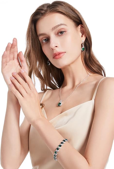 GZWHD Jewelry Set for Women Water Drop Cubic Zirconia Artificial Crystal Earrings Pendant Necklace Open Ring Tennis Bracelet Wedding Anniversary Birthday Engagement Gift for Bridesmaid Wife Girlfriend Friend