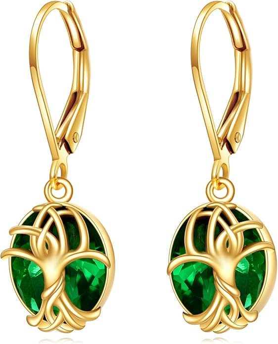 DOVRAN 10K 14K Solid Gold Leverback Earrings for Women Real Yellow Gold Filigree Dangle Earrings Trendy Jewelry Birthday Christmas Gifts for Wife Mom