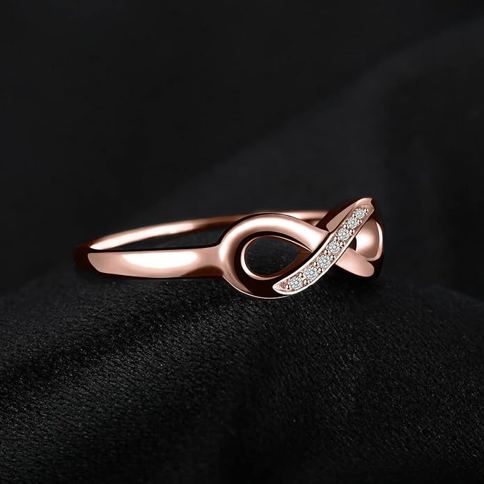 JewelryPalace 14k White Yellow Rose Gold Plated 925 Sterling Silver Rings for Women, Cubic Zirconia Promise Rings for Her, Stackable Wedding Bands Rings for Women Infinity Forever Love Knot Ring