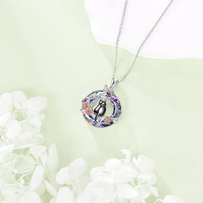 YFN 925 Sterling Silver Hummingbird/Cardinal/Cat Necklace for Women Animal Pendant with Adjustable 18"+2" Chain Jewelry Gift for Christmas, Valentine's Day, Mother's Day, Birthday-Gift Box Included