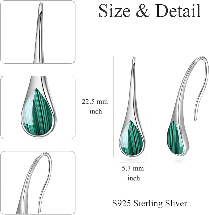 925 Sterling Silver Small Pear-Shaped Modern Style Hook Earrings with Crystals from Austria