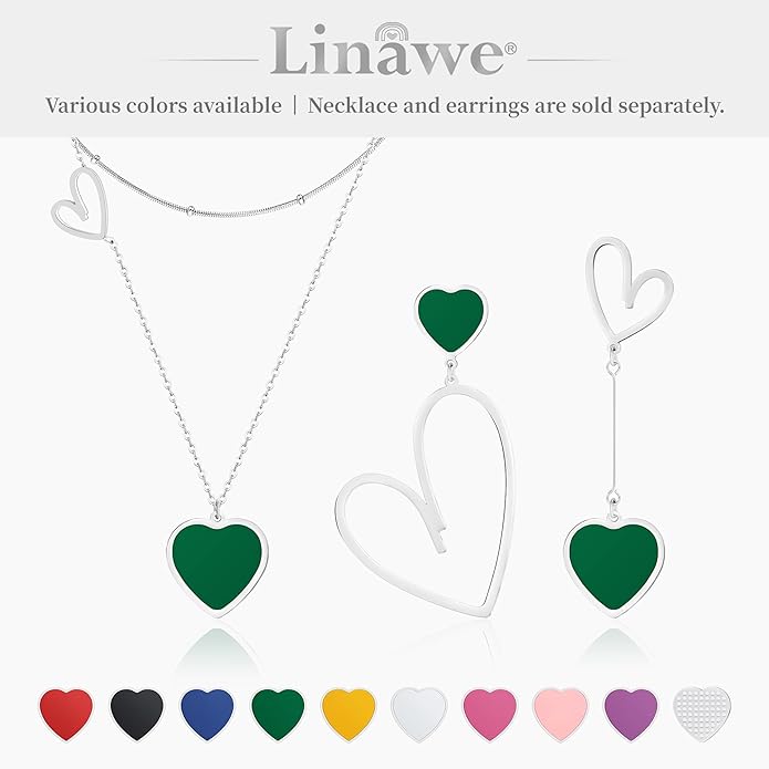 Linawe Layered Choker Heart Pendant Necklace for Women Trendy, Gold/Silver/Rose Gold Chain Stainless Steel Stacked Necklaces, Double Heart Necklace Y2K Preppy Jewelry