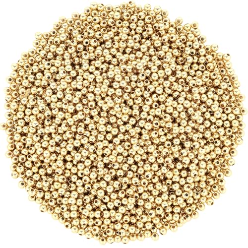 DECYOOL Small Gold Beads, 1200Pcs 4mm KC Gold Spacer Beads Seamless Smooth Round Bead for Bracelets Jewelry DIY Crafts Making - color: KC Gold, size: 4mm