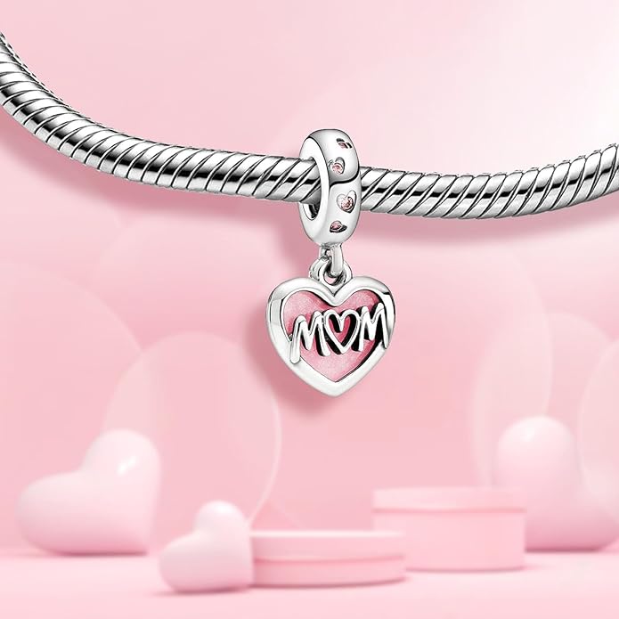 Family Mom Heart Charms 925 Sterling Silver Bead for Bracelets and Necklaces For Women Jewelry Present