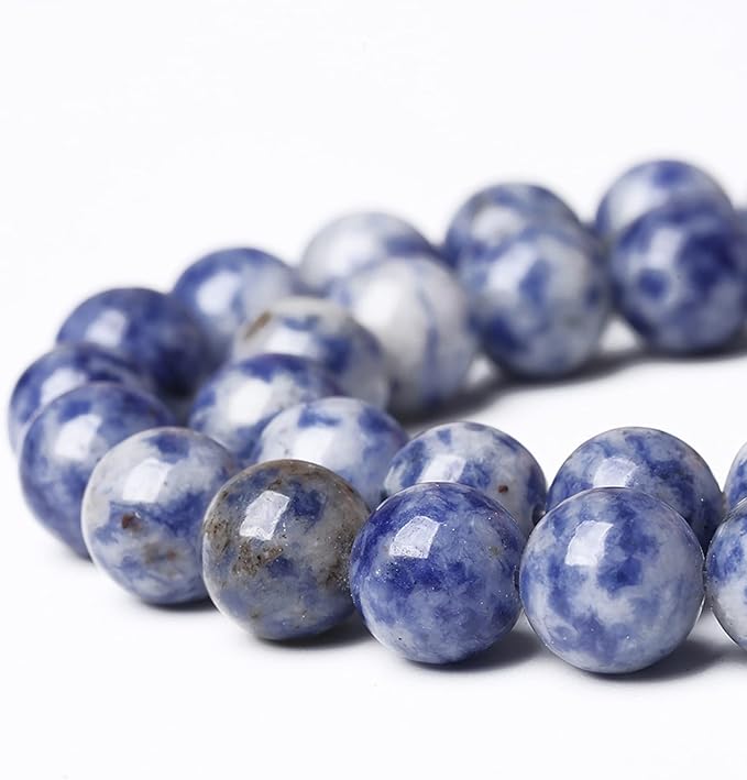 45PCS 8mm Natural Sodalite Beads Round Loose Stone Beads for Jewelry Making DIY Energy Stone Healing Power Bracelet 15"