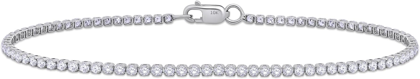 Tennis Bracelet for Women 1.10 to 1.30 Carat (ctw) Round Lab Grown Diamond Single Row Stacking Dainty Bracelets for Brides In 10K Solid Gold Or 925 Sterling Silver Jewelry Size-6.5 to 7.5 Inch
