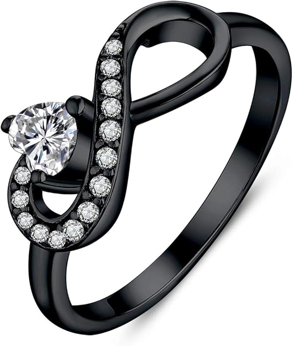 JO WISDOM Promise Ring for Women Sterling Silver Infinity Heart Promise Rings for Her Birthstone Cubic Zirconia Friendship Ring Size 5-12