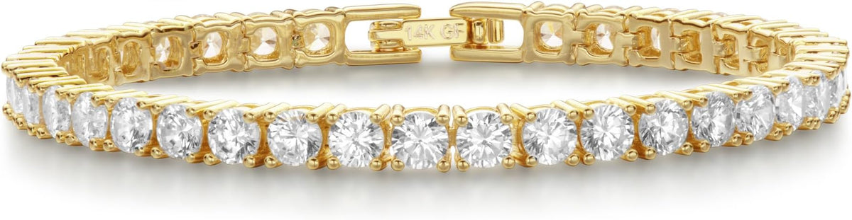 14K Gold Filled Tennis Bracelet for Women-3mm,4mm 5mm CZ Stone Classic Gold Bracelet for Women, Valentines, Mothers, Christmas Jewelry Gift for Women