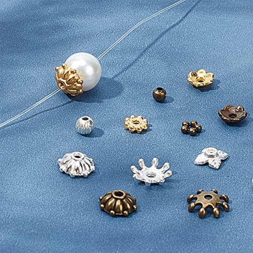 SUNNYCLUE 720Pcs Flower Bead Caps Spacer Beads Set Filigree Iron 6-Petal Floral Caps Tibetan Style Flower End Spacers for Jewelry Making Findings Necklaces Bracelets DIY Supplies - color: 720pcs Mixed Color