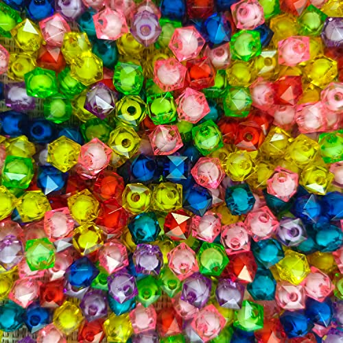 Cube 400pcs Faceted Square Transparent 8mm Glass Crystal Spacer Beads, Round Beads Inside for Jewelry Making (Mixed) - color: White,Rainbow