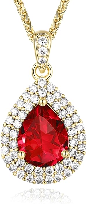 Valentine's Day Gift for Wife/Her-18K Gold Plated Teardrop Birthstone Necklace- with Light-Up Gift Box,Jewelry for Women,Anniversary Birthday Gifts for Women Her Wife Girlfriend Mom,Womens Jewelry