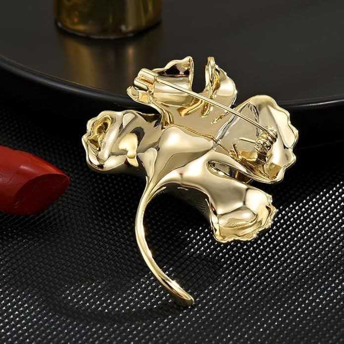 Leaf Brooches Rhinestone Freshwater Pearls Ginkgo Leaves Brooch Pin 18k Gold Plated Leaves Lapel Pins Jewelry Valentine's Day Birthday Gifts for Women Girls