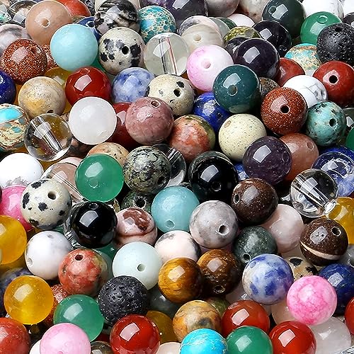 LAIDANLA Multicolor 100PCS 6mm Round Natural Stone Beads for DIY Jewelry Making - color: J-Multicolor, size: 6mm