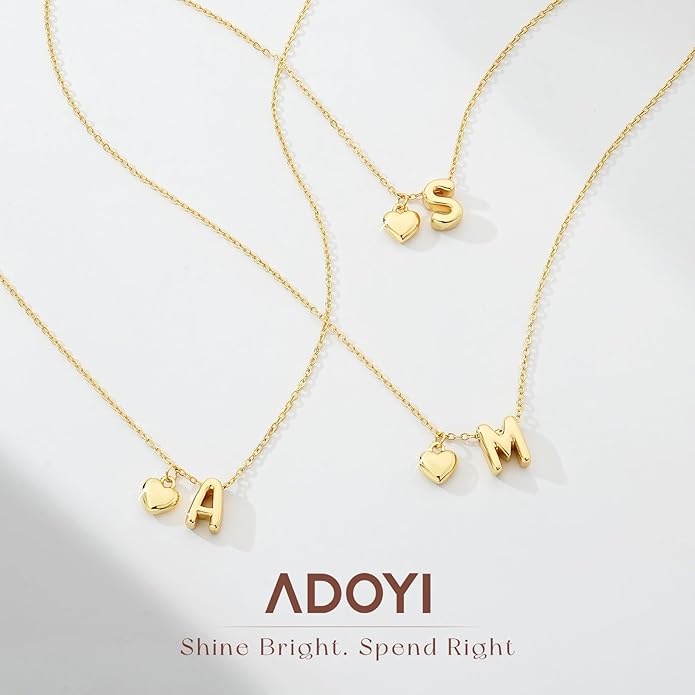 adoyi Valentines Day Gifts for Women Hers Dainty 14K Gold Plated Heart Initial Necklaces Layered Letter A-Z Pendant Necklace Stack Trendy Jewelry Birthday Valentines Day Gifts for Women Jewelry