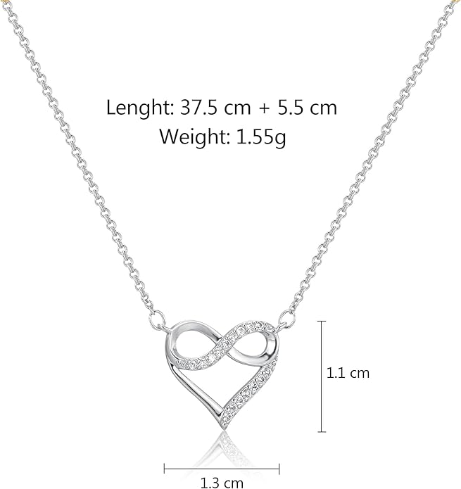LOVECOM Valentines Gifts S925 Sterling Silver Heart Necklace for Women Dainty 14k Gold Plated CZ Infinity Double Cross Star Pendant Choker Necklaces Trendy Bead Chain Jewelry Gifts for Mom Daughter