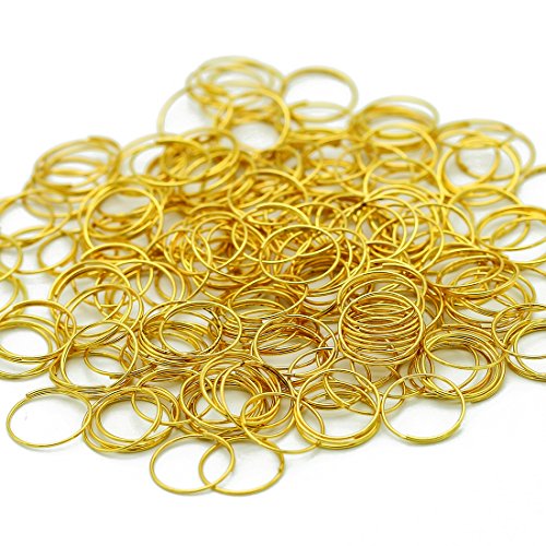 H&D 500pcs Round Edged Split Circular Ring Clips for Crystal Lamps, Crystal Curtain, Crystal Garland, Necklaces, Keys, Earrings, Jewelry Making and Craft Ideas (11mm, Golden) - color: Golden