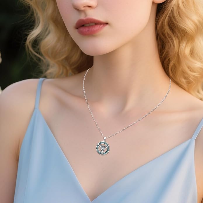 Western Cowboy Necklace 925 Sterling Silver Horseshoe Pendant Western Jewelry Cowgirl Gifts for Women Girlfriend Cowboy Cowgirl