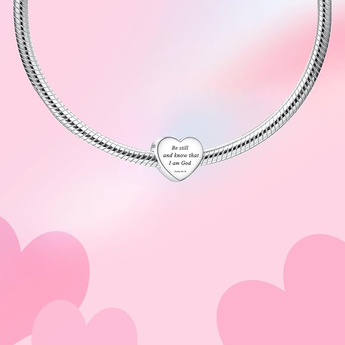 Bible Family Mom Wife Love Heart Dangle Charm 925 Sterling Silver Charms fits Bracelets and Necklace Pendant Bead Charms Jewelry Present for Women Family Friends