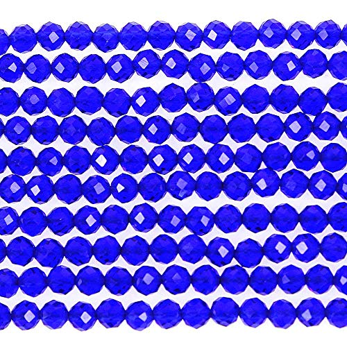 MJDCB 3mm Faceted Natural Sapphire Spinel Round Loose Beads for Jewelry Making DIY Bracelet Necklace - color: Sapphire Spinel