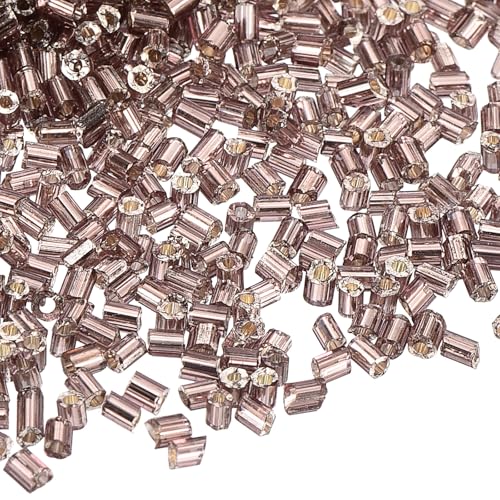 uxcell 1400Pcs Glass Bugle Beads, 1.9x1.5mm Tube Mini Loose Glass Seed Spacer Bead for DIY Earrings Necklaces Bracelets Jewelry Making (Silver-Purple) - color: Silver-Purple, size: 1.9x1.5mm