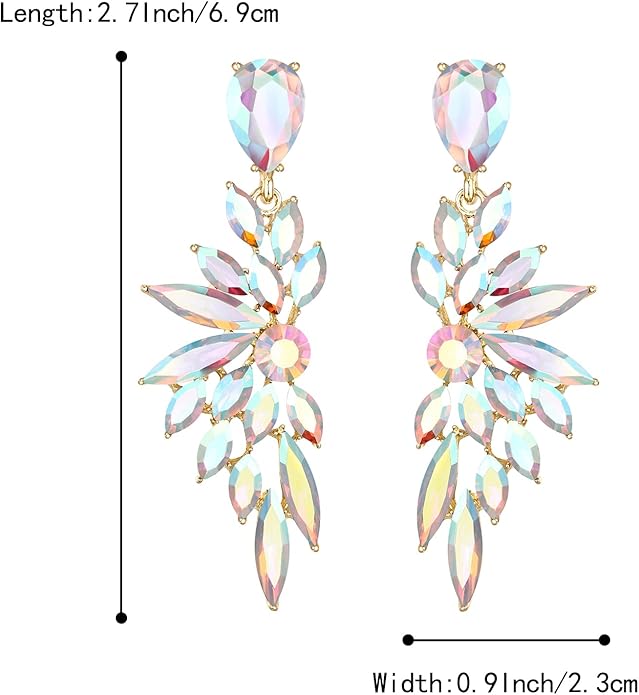 BriLove Women's Wedding Bridal Crystal Teardrop Multi Marquise Cluster Bling Dangle Earrings