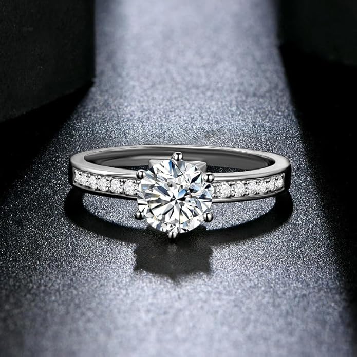 S925 Sterling Silver Ornate 2 Carat Natural Diamond Engagement Ring | D-color VVS2 Excellent Cut Radiance | Chic Jewelry for Daily Elegance