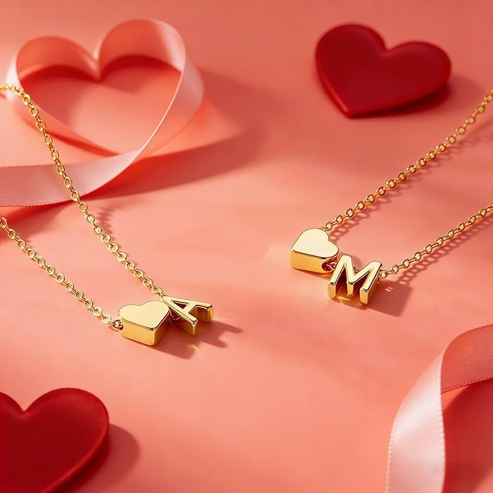 M MOOHAM Valentines Day Gifts for Kids Teen Girls -14K-Gold-Plated Heart Initial A-Z Bracelets for Women Girl Dainty Gold Bracelets Birthday Valentines Gifts for Women Her Teenage Girls Kid Teen Gift