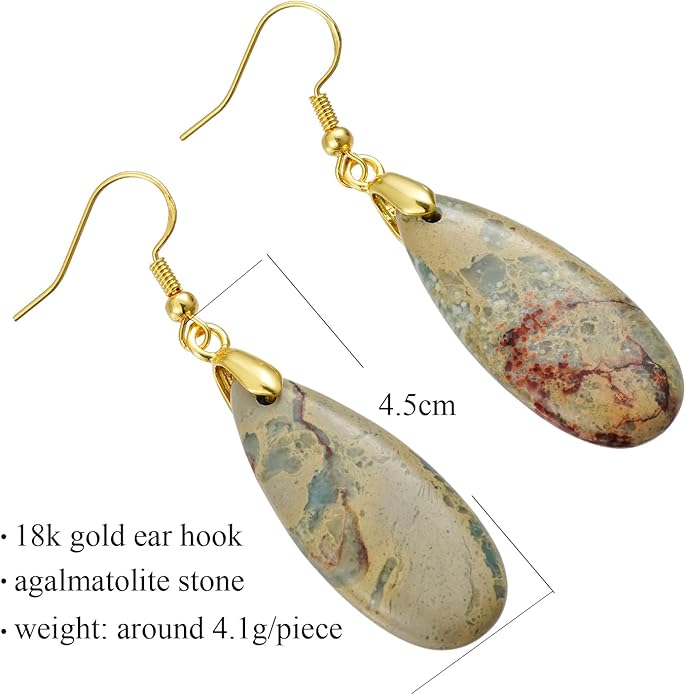 Boho Women Natural Stone Earrings Unique Healing Imperial Jasper Gemstone Energy Hypoallergenic Lightweight Dangle Drop Earrings Multiple Styles Earrings Jewelry for Birthday Party Gift