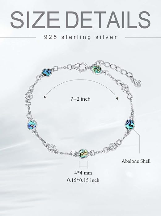 Anklet Bracelet for Women 925 Sterling Silver Natural Stone Chain Ankle Bracelet Beach Summer Fine Jewelry Valentines Day Birthday Gifts for Her Mom Wife