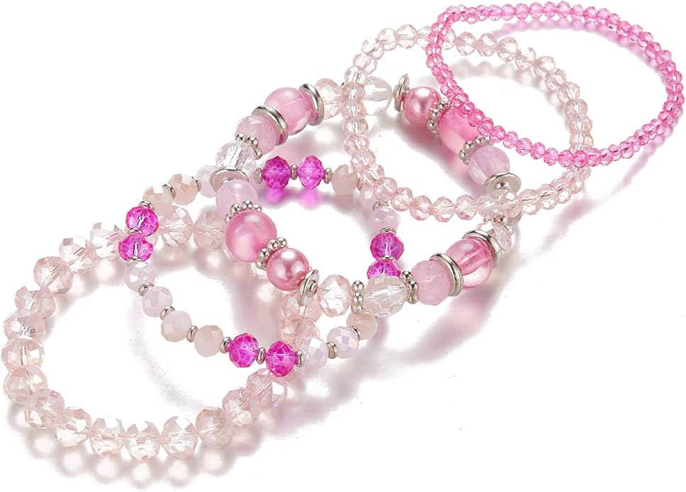 Noessla Beaded Boho Stretch Bracelet Colorful Stackable Crystal Beads Bracelets Trendy Costume Jewelry Mothers Day Gifts for Women