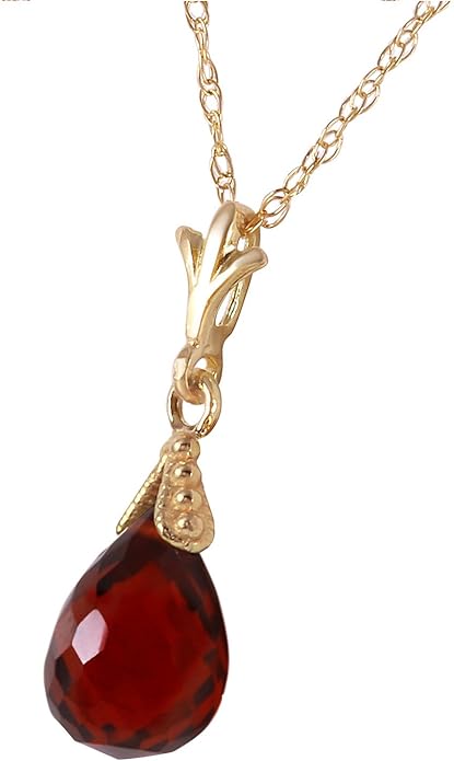 Galaxy Gold GG 14k Solid Gold Jewelry Set: Natural Briolette Garnet Pendant Necklace and Dangle Earrings