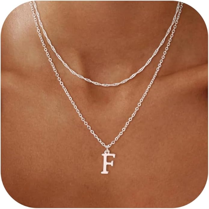 14K Gold Plated Initial Necklaces for Women Dainty Layered Letter Pendant Necklace Cute Choker Necklace Gift Trendy Stuff Personalized Jewelry Stack for Women Her
