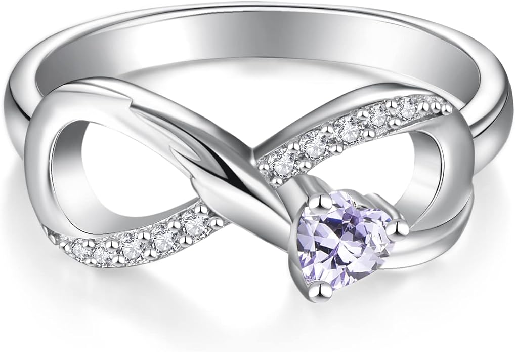 STARCHENIE Infinity Promise Ring 925 Sterling Silver Angel Wings Heart Ring for Women Size 5-10