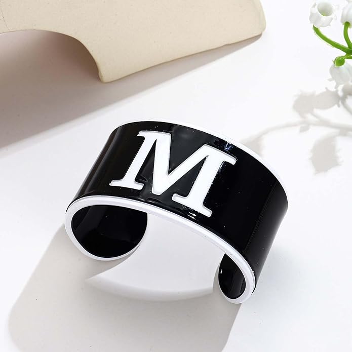 LILIE&WHITE Acrylic Monogram Resin Bracelet for Women Trendy Acrylic Statement Bracelets Jewelry Gift