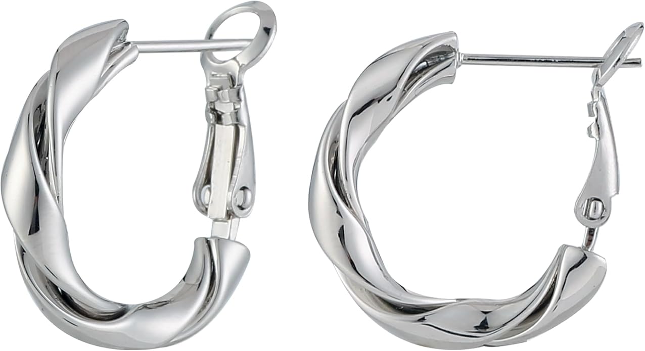 14k Gold Plated Hoop Earrings for Women, 925 Sterling Silver Posts Thick Twist Hypoallergenic Chunky Large Earrings 20mm 30mm 40mm 50mm