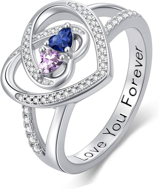 Valentine's Day Gifts for Women Birthstone Rings for Women Heart Statemet Engagement Eternity Wedding Promise Rings Jewelry Anniversary Christmas Valentine Mothers Day Birthday Gifts for Wife Her Girlfriend