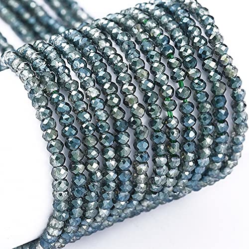 FASHEWELRY 10 Strands Briolette Crystal Glass Beads 2mm Rondelle Faceted Glass Spacer Beads Half Plated for Necklace Bracelet Jewelry Making (Dark Slate Gray) - color: Dark Slate Gray-Half Plated, size: 2mm
