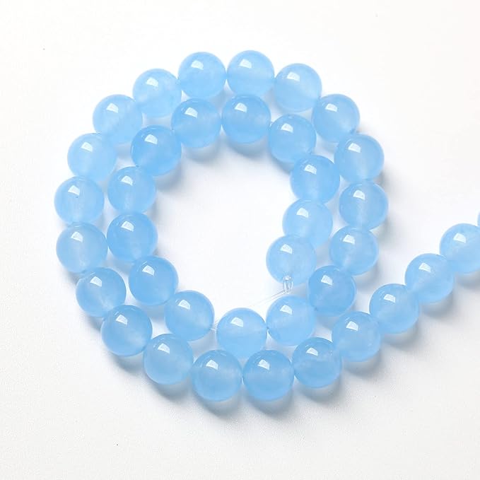 180pcs 4mm Blue Natural Chalcedony Aquamarines Stone Beads for Jewelry Making Round Jades Beads DIY Bracelet Accessories 32" 2 Strands