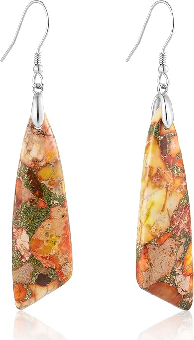 SELOVO Jasper Stone Earrings for Women Trendy Dangle Earrings Fishhook Drop Earrings