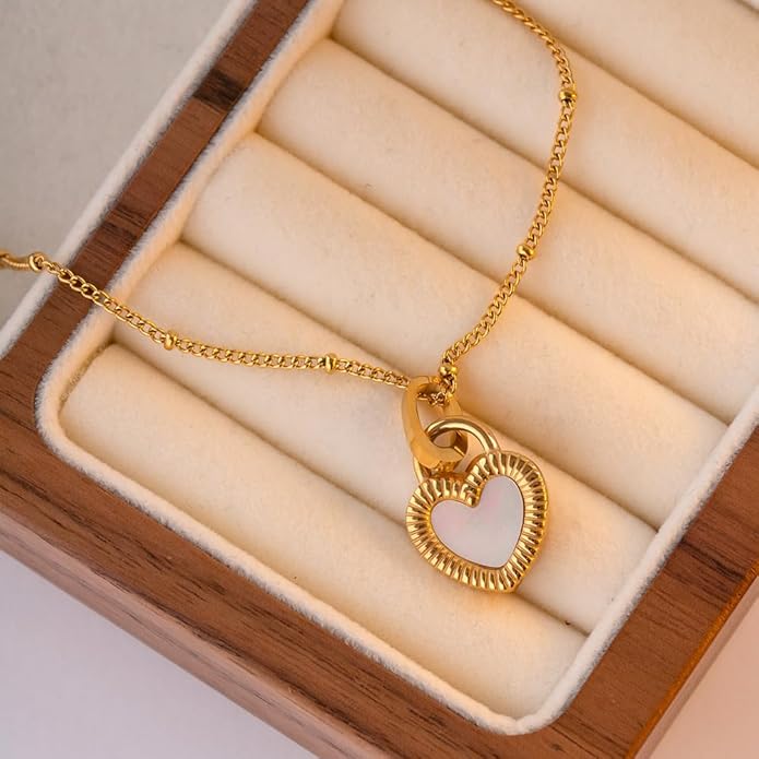 IBARA Women Gold Dianty Necklace Sun Crescent Moon Star Evil Eye Lock Lovely Heart Flower Butterfly Pearl Pendant Coin Necklaces 18K Gold CZ Diamond Filled Chain Boho Beach Simple Handmade Jewelry