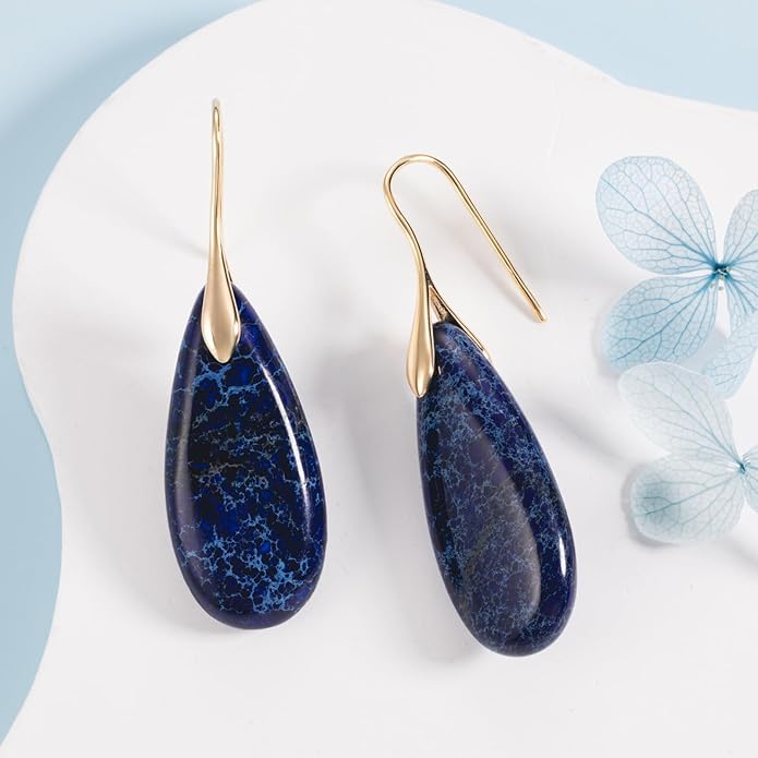 SELOVO Stone Fishhook Dangle Drop Earrings Statement Earrings for Women Stone