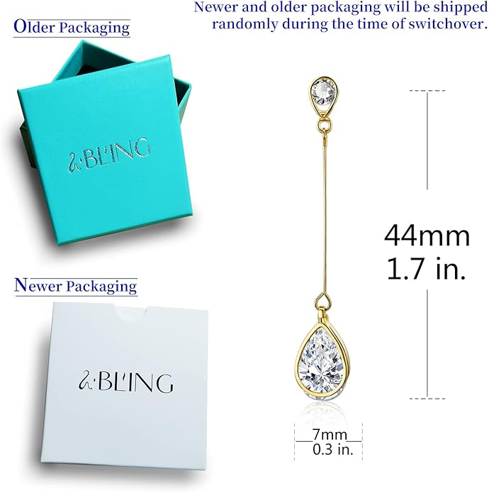 SBLING Cubic Zirconia Teardrop Earrings, Diamond Earrings, Wedding Earrings for Brides Bridesmaids, Bridal Dangle Earrings, Teardrop Crystal Drop earrings for Women Jewelry Gifts