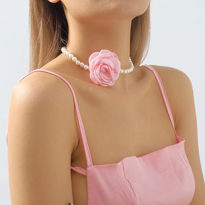 Flower Choker Necklaces for Women Vintage Baroque Floral Rose Collar Necklace Adjustable Bridal Party Prom Jewelry