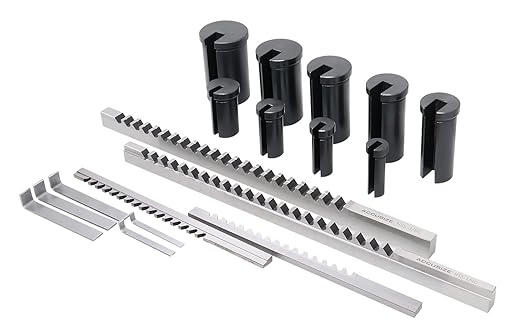 Accusize Industrial Tools - No.10 HSS Keyway Broach Set, 18 Pcs with Precision Ground Teeth, Includes 4 Broaches & 9 Bushings, 5100-0010