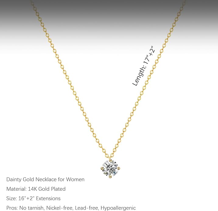 Diamond Pendant Necklace for Women, Dainty Gold Necklace 18k Gold Plated Paperclip Choker Necklaces Cute Open Oval Necklaces Simple Gold Necklace Jewelry Gifts for Women Trendy